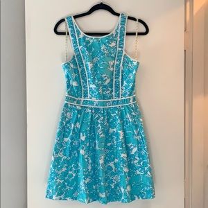 Lilly Pulitzer blue and white apron dress